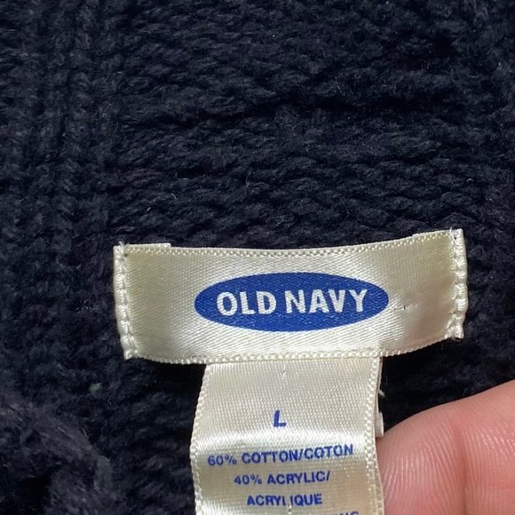 Old Navy Cable Knit Sweater Womens Size Large Black Pullover Stretch - Picture 5 of 7